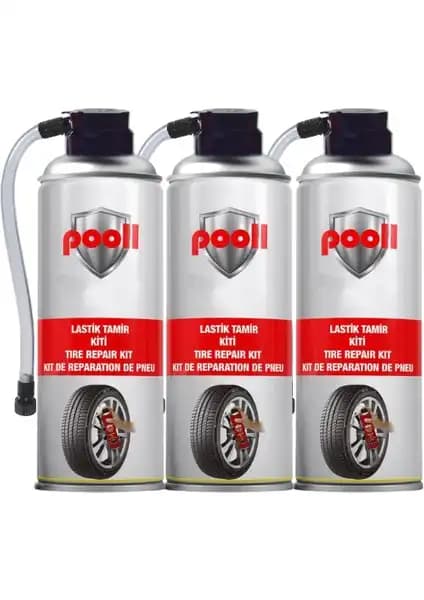 Pooll Lastik Tamir Kiti Köpüğü 400 Ml Üçlü Paket Hızlı ve Pratik Lastik Onarım Çözümü
