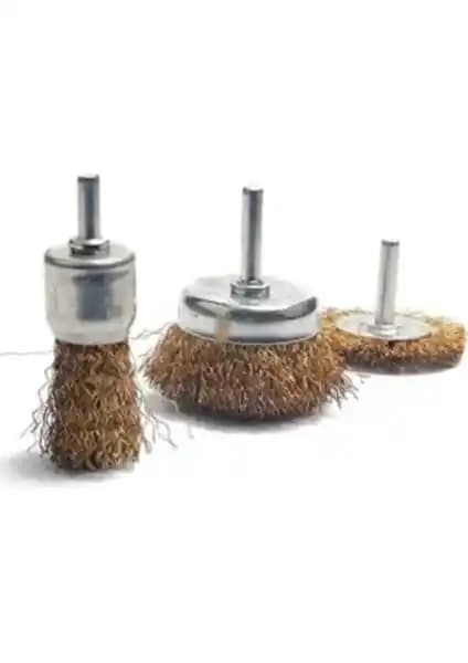 Real Özs 6 mm Çelik Pimli 3'lü Tel Fırça Seti Endüstriyel ve Detaylı Temizlik İçin Uygun