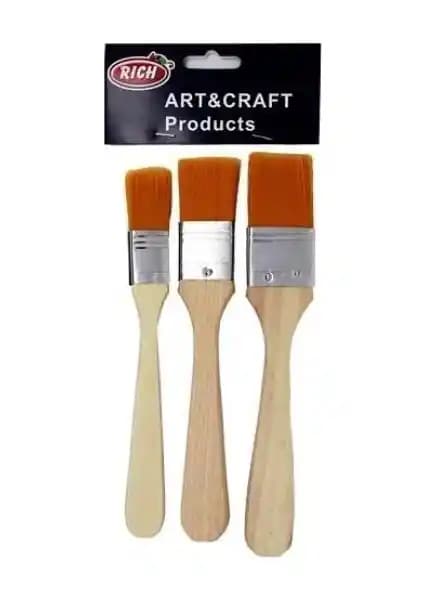 Rich 3'lü Sarı Uçlu Zemin Fırça Seti: Hobi ve Sanat Çalışmaları İçin Uygun