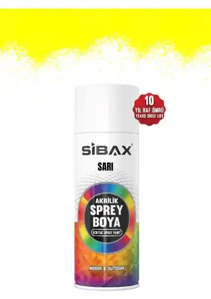 Sibax Akrilik Sprey Boya Sarı 400 ml yüksek performanslı dayanıklı ve parlak boyama çözümü