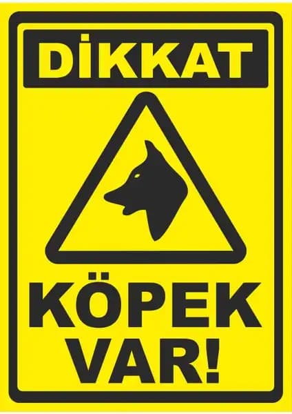 Türk Reklam Dikkat Köpek Var Uyarı Levhası Güvenlik ve Farkındalık İçin Dayanıklı ve Çeşitli Boyutlarda Ürün