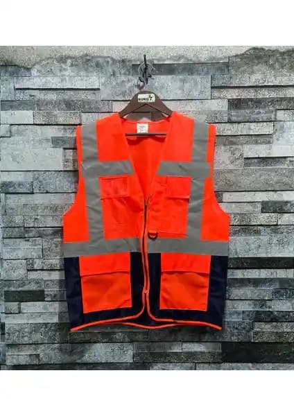 Vento Mühendis Tipi Reflektörlü Çift Renkli İkaz Yeleği Güvenlik ve Estetiği Bir Arada Sunar