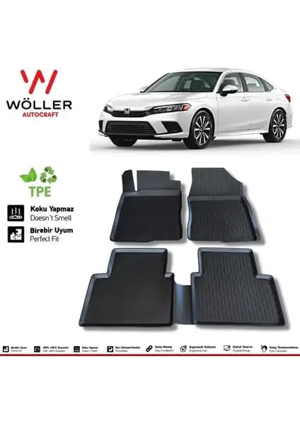 Wöller Honda Civic Fe1 2022 Sonrası 3D Havuzlu Paspas ile İç Mekan Koruma