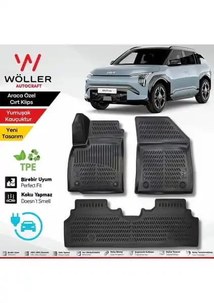 Wöller Kia Ev3 2024 Sonrası Uyumlu 3D Havuzlu Paspaslar Yüksek Kalite ve Koruma