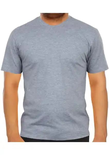 Yafta Sıfır Yaka Bisiklet Yaka Gri T-Shirt İş Tişörtü Günlük ve Ofis Kullanımı