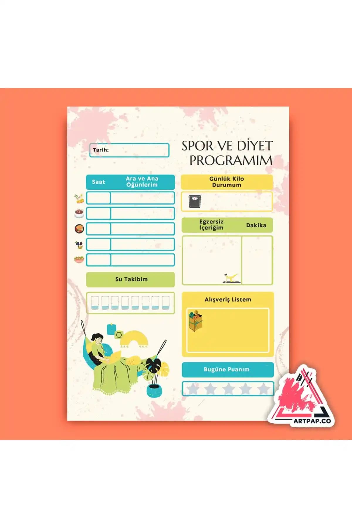 Artpap Spor Diyet Planner: Günlük ve Haftalık Sağlıklı Yaşam Planlayıcısı