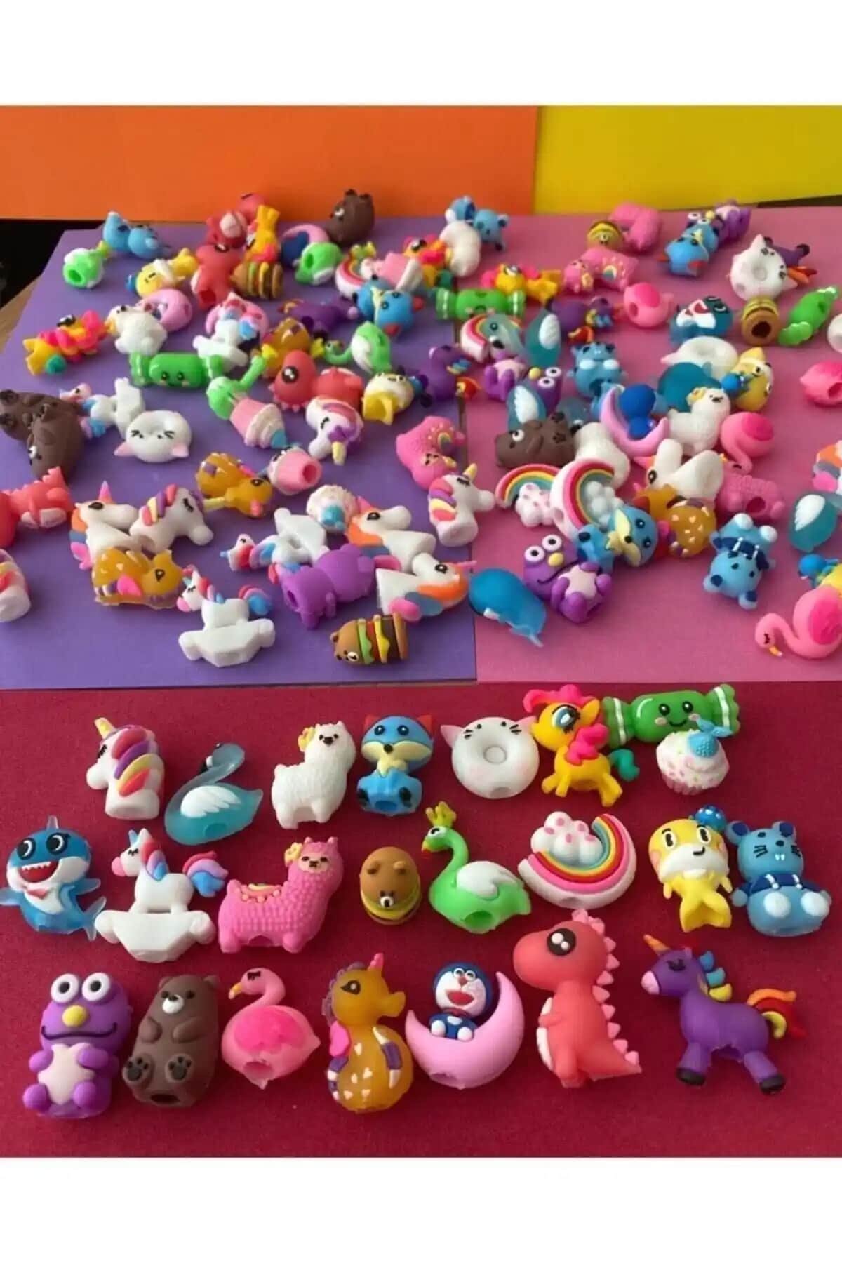 CAN Marka Çok Renkli Figürlerle Dolu Silikon Kalem Başlıkları 2 Adet