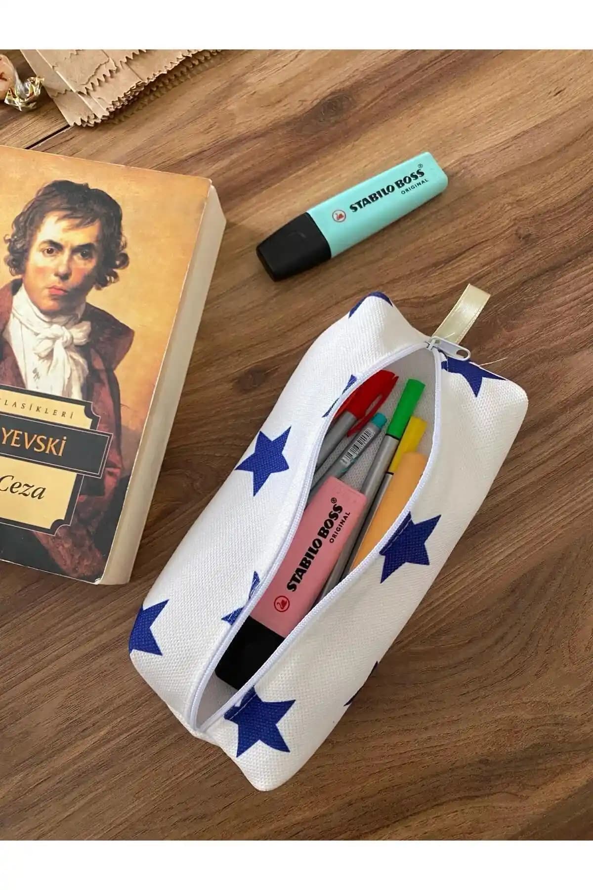 DERKADESİGN Çok Amaçlı Organizer Kalemlik ve Makyaj Çantası Geniş ve Şık Tasarım