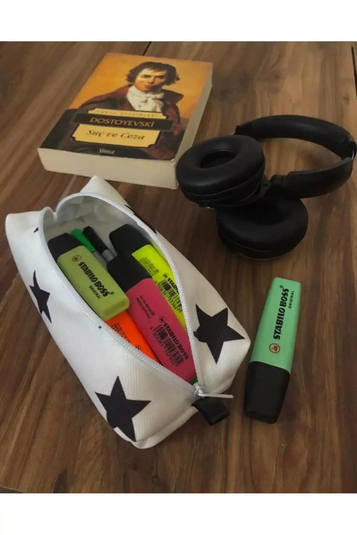 DERKADESİGN Yıldız Desenli Geniş Kalemlik ve Organizer Çocuklar İçin Uygun