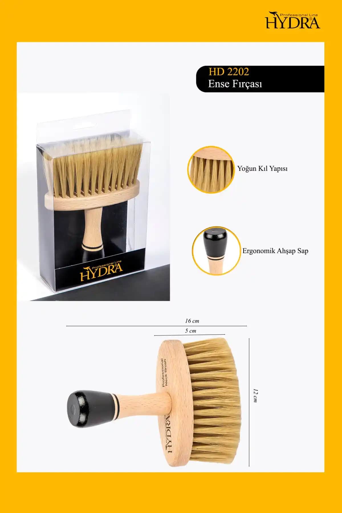 Hydra HD-2202 Sakal ve Ense Fırçası: Yüksek Kalite ve Dayanıklı Tasarım