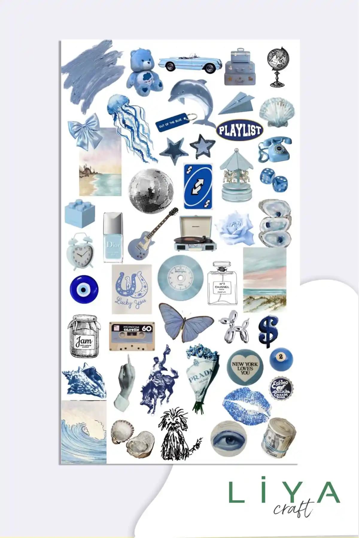 LiyaCraft Mavi Temalı Sticker Planner Ajanda ve Bullet Journal Seti: Yaratıcılığı Destekleyen Şık ve Fonksiyonel Tasarım