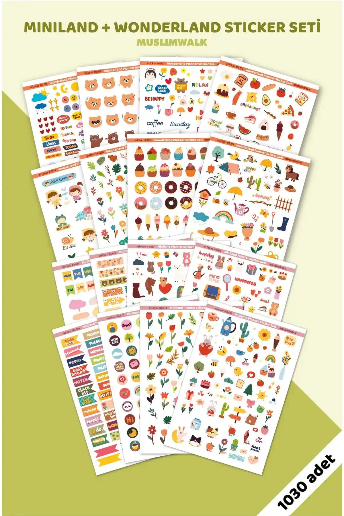 MuslimWalk Miniland ve Wonderland Planlayıcı Sticker Seti Öğrenciler ve Planlayıcı Severler İçin