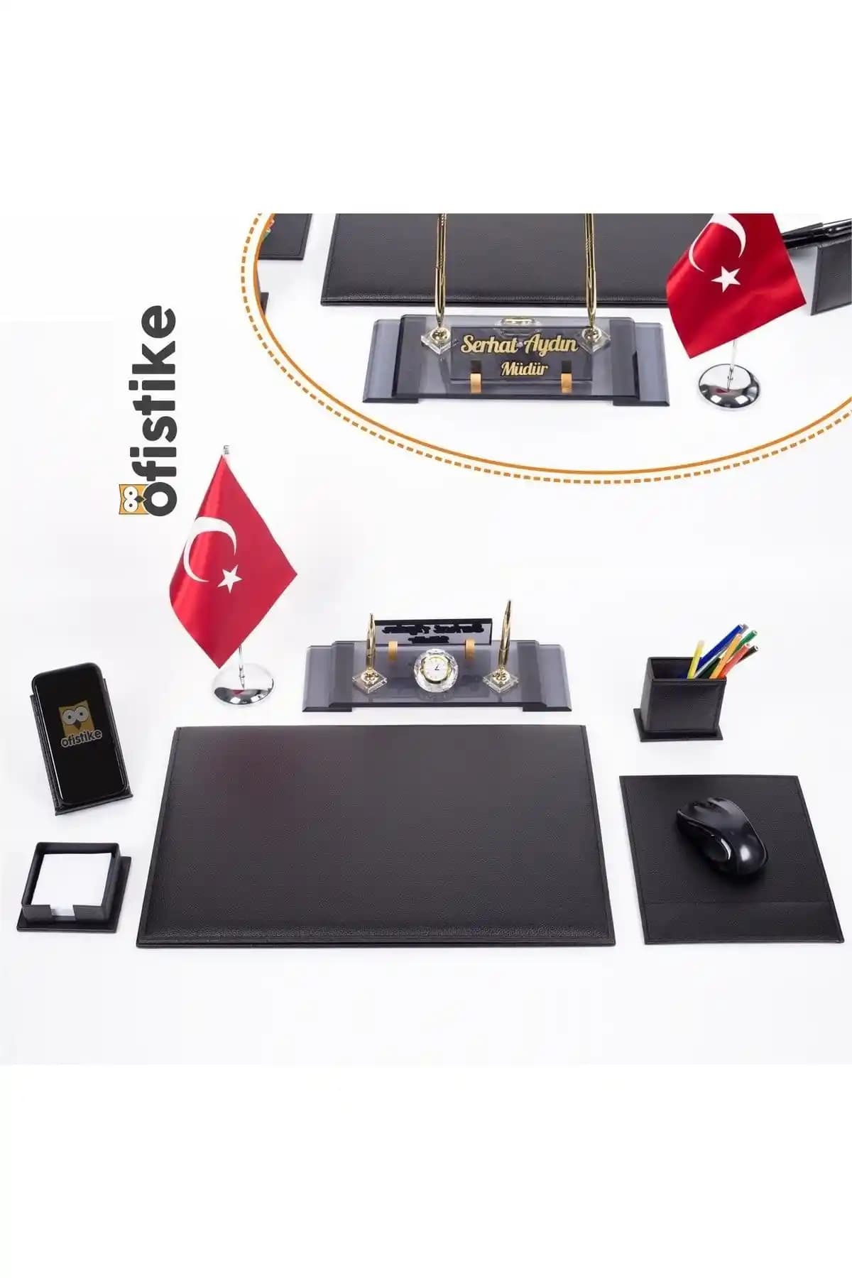 Ofistike Varta Türk Bayraklı Deri Sümen Takımı: Şık ve Fonksiyonel Ofis Aksesuarları