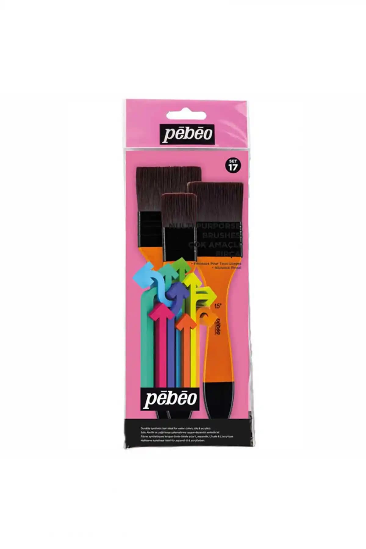 Pebeo Fransız Üretimi Siyah Sentetik Kıllı Fırça Seti - Dayanıklı ve Ergonomik Sanat Araçları