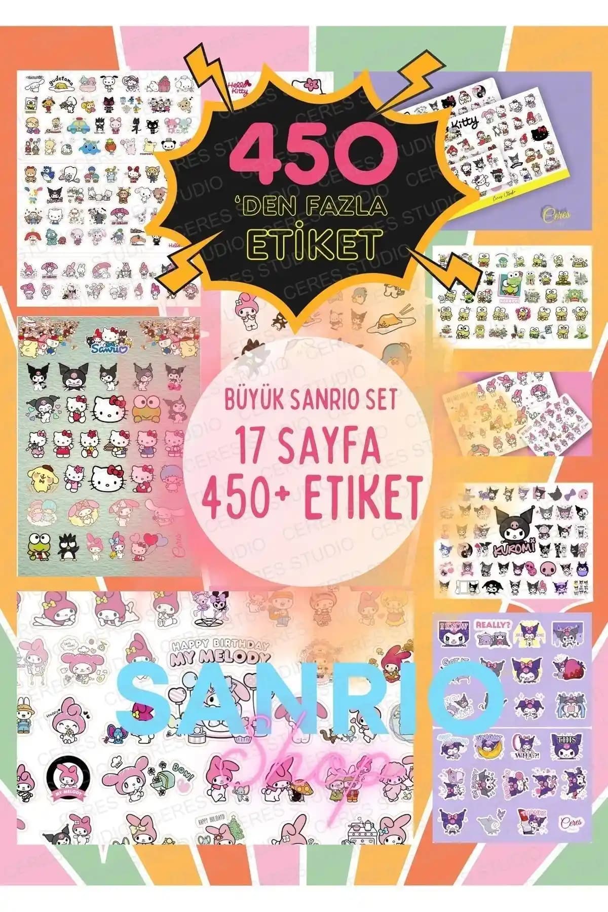 Sanrio karakterleri ile büyük sticker seti: Hello Kitty ve Kuromi tasarımlarıyla kişiselleştirme