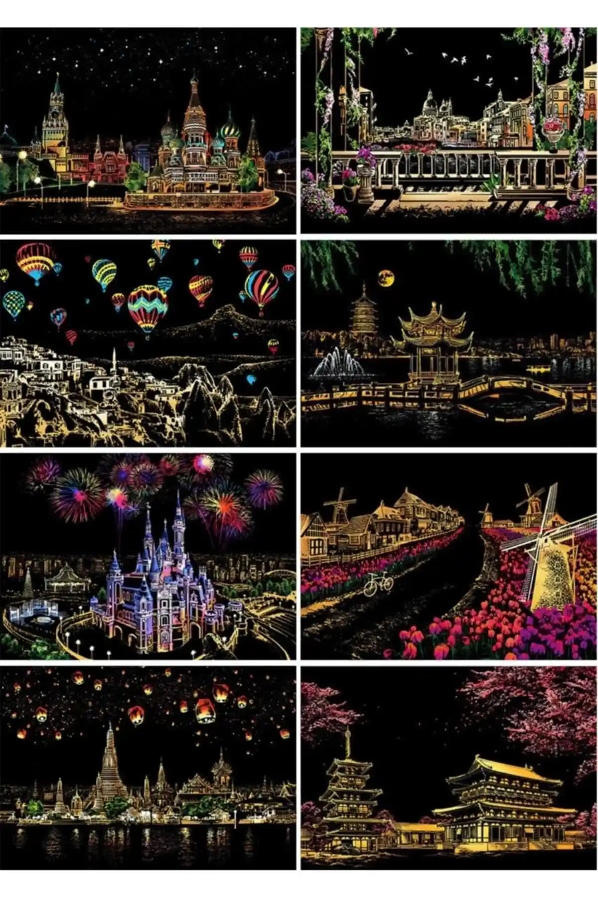 Sihirli Gökkuşağı Kazımalı Kağıt A4 10 Yaprak Kalemli - Yaratıcı Çocuk Aktiviteleri