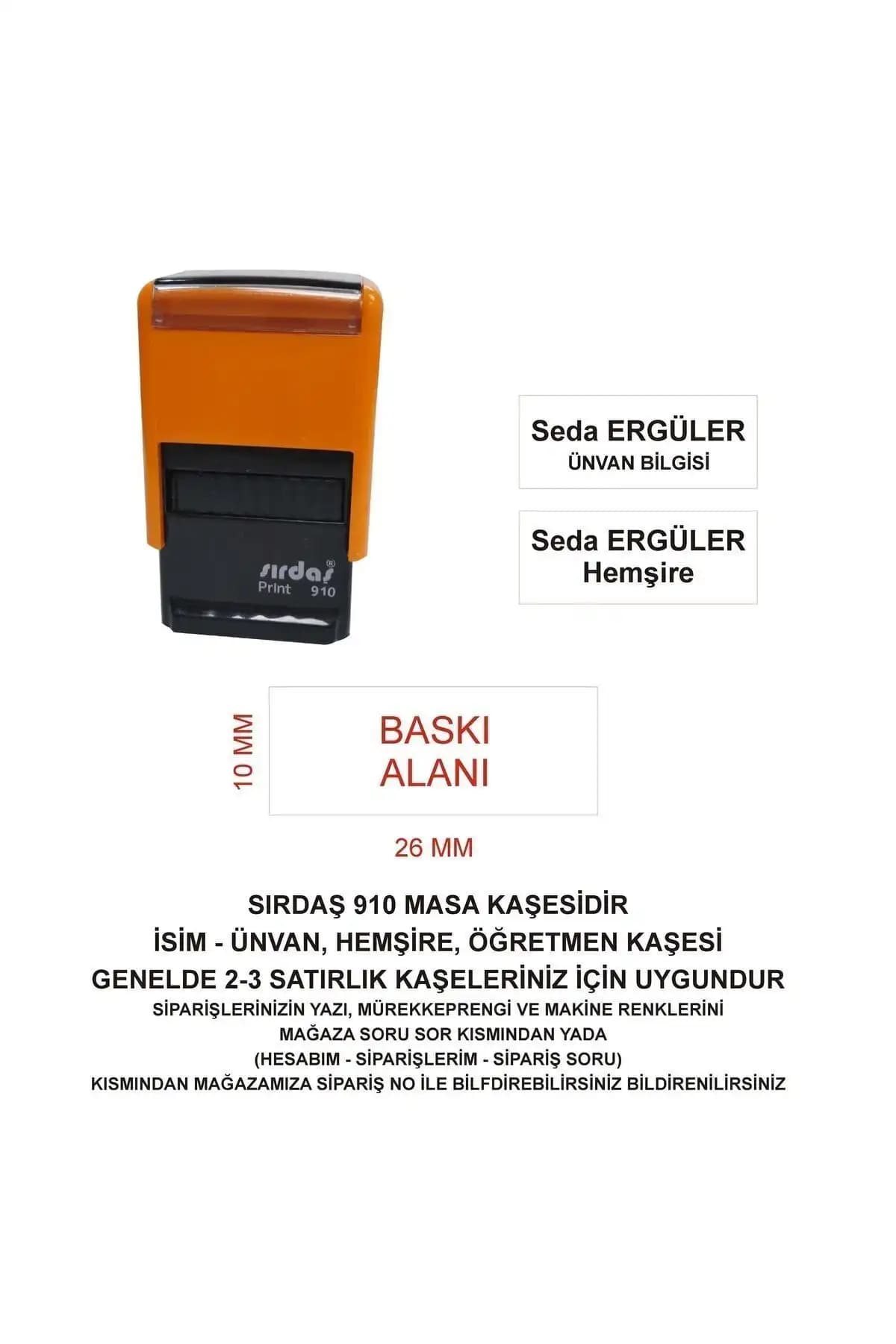 Sırdaş 910 İsim Ünvan Kaşesi Kurumsal Belge Tasdik ve Onay İşlemleri İçin Uygun