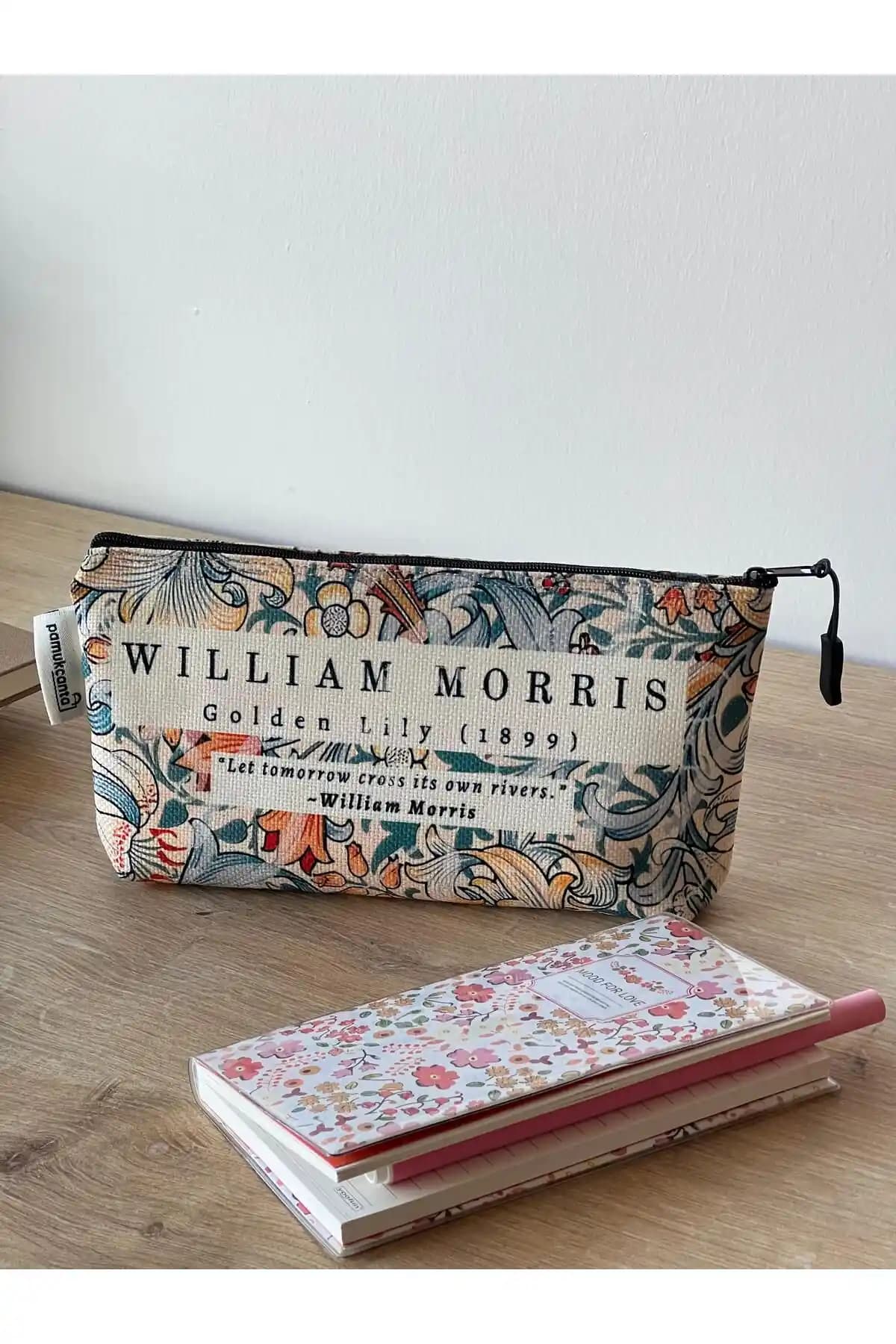 William Morris Tasarımlı Büyük Boy Kalemlik ve Makyaj Çantası Günlük Kullanım İçin Uygun