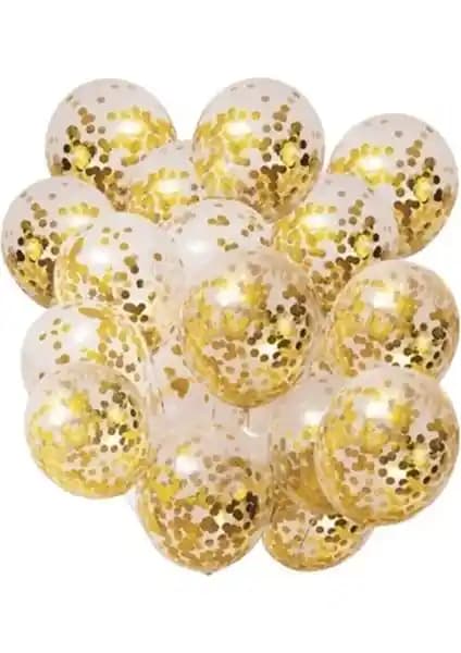 Bal10 Dünyası Şeffaf Gold Konfetili Balon 10'lu: Şık ve Pratik Kutlama Dekoru