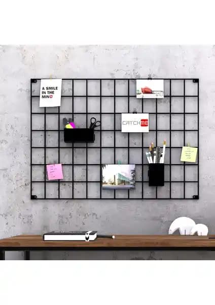Catchme Metal Fotoğraf Askısı Tel Pano Notluk 50x70 cm - Siyah Dayanıklı Esnek Sergi