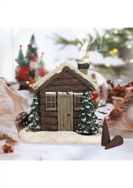 El Boyamalı Ev Şeklinde Yılbaşı Tütsülüğü: Kar Temalı Seramik Dekor ve Sıcak Atmosfer