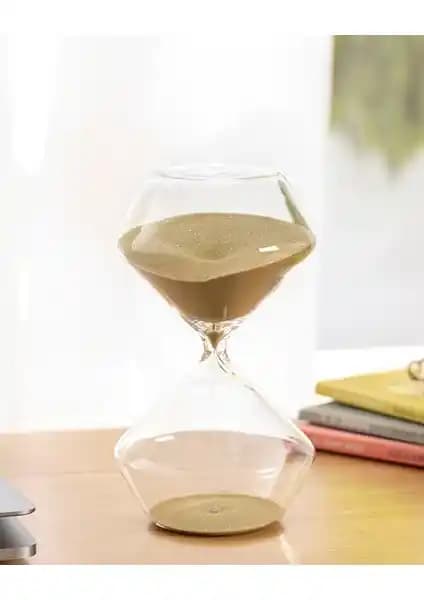 Ev İçin Şık Cam Kum Saati — Altın Ton, 30 Dakikalık Zamanlayıcılı Masaüstü Dekor