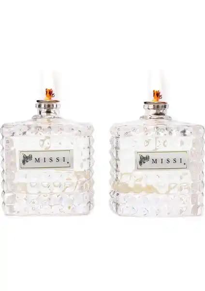 Missi 2li Dark Amber Kokulu Kristal Cam Şişe Kandil Seti: Dekoratif Aroma ve Atmosfer