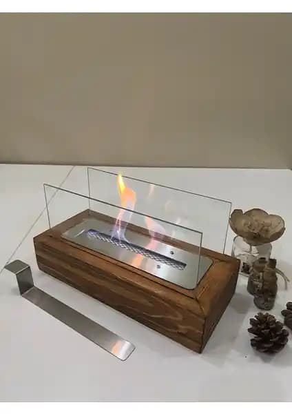Moor Garden Ahşap Masaüstü Şömine: Bioethanol Yakıtlı, Kokusuz ve Güvenli Dekoratif Isıtıcı