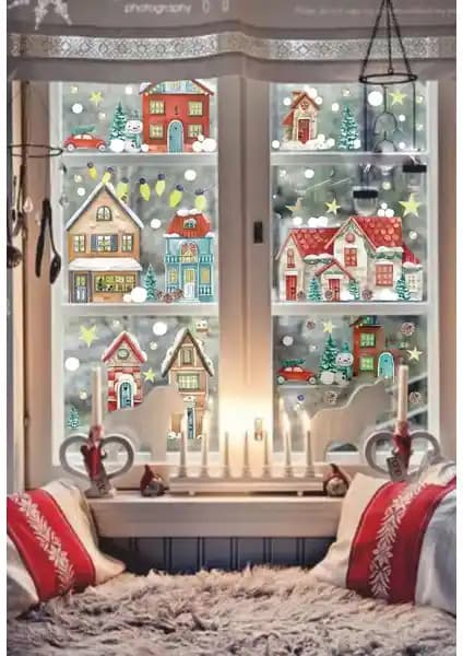 Msticker Yılbaşı Karlı Şehir Sticker Seti: Çocuk Odası İçin Güvenli ve Uygulanabilir Dekor