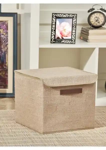 Rope Home Jüt Kapaklı Kutu 30x30x30 cm: Kapalı Depolama ve Dekoratif Düzen için Şık Çözüm