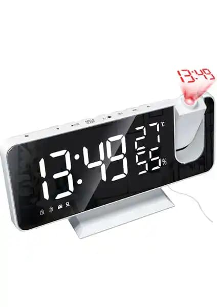 Sprotauto Sportauto 4-in-1 Ayna Yüzeyli Dijital Projeksiyon Çalar Saat – Çok İşlevli