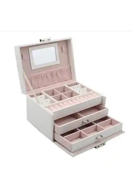 Yongtai KKmoon Üç Katmanlı Mücevher Organizatörü: Kapasite ve Kilitli Seyahat PU Deri