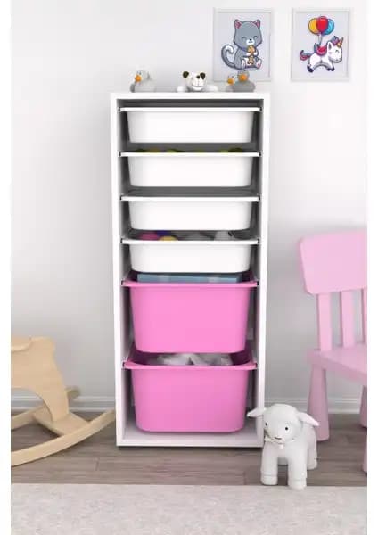 Pratico 2 Büyük 4 Küçük Pembe Beyaz Sepetli ve Pratico Zola 7 Sepetli Dolap Karşılaştırması 1