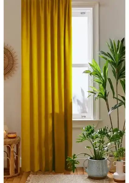 Home Color Home Kadife Dokulu Fon Perde Karşılaştırması Hardal Sarısı ve Koyu Pudra Renk Seçenekleri