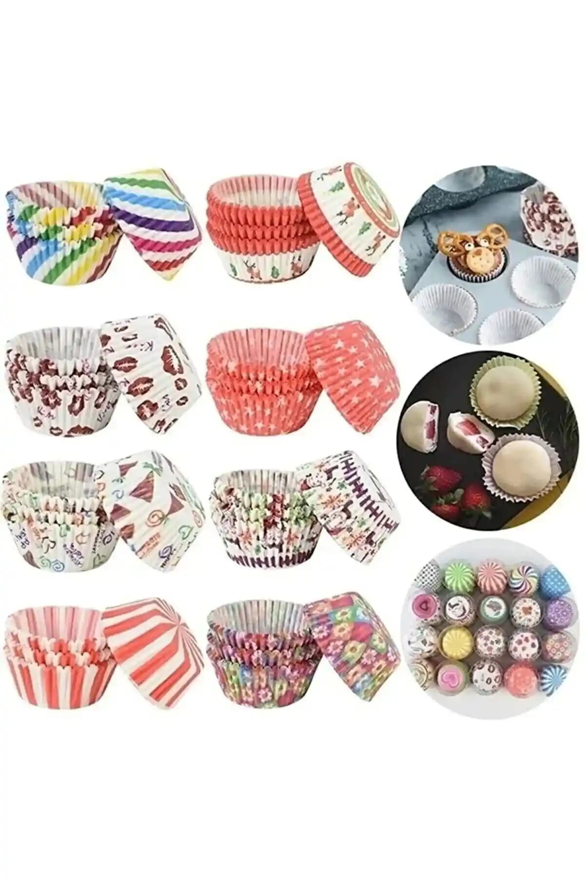 200 Adet Renkli Muffin ve Cupcake Kalıpları - Çok Yönlü ve Güvenli Mutfak Gereçleri