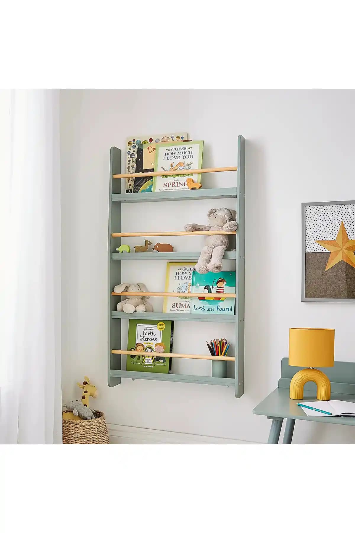 Ahşap Montessori Çocuk Odası Mobilyası Adaçayı Yeşili Modern Tasarım ve Güvenlik Özellikleri