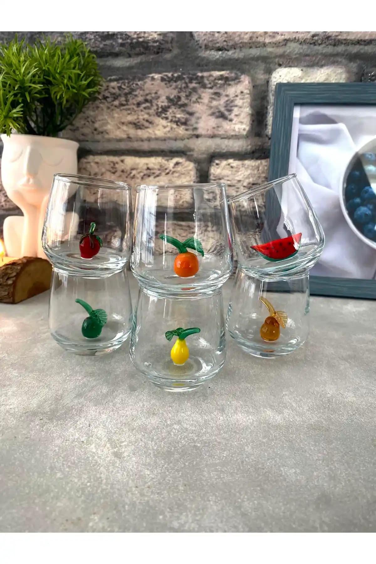 ALDEMO Meyve Figürlü 6'lı Cam Bardak Seti Estetik ve Fonksiyonellik Sunar