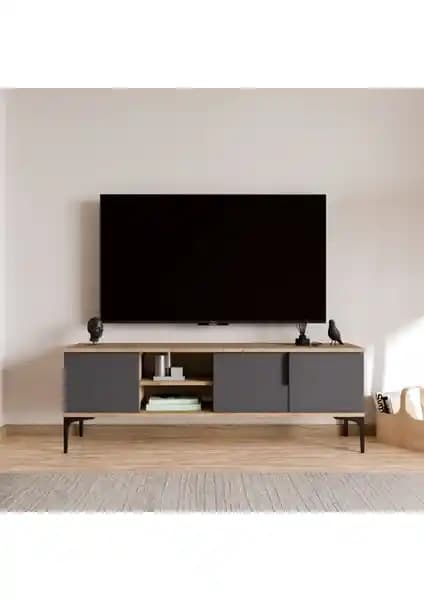 Alonex Tarz Full Antrasit TV Ünitesi Modern ve Şık Tasarımıyla Ev ve Ofis Dekorasyonuna Uygun