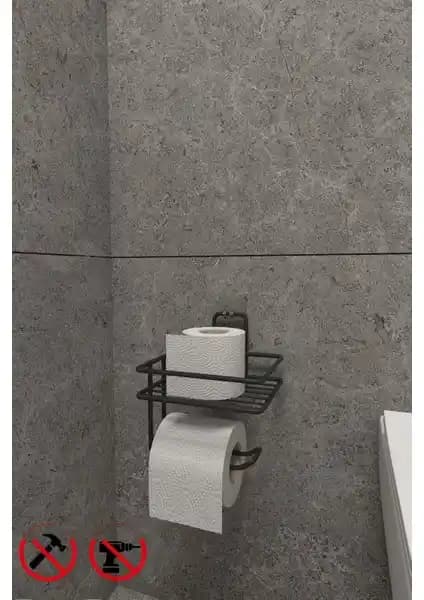 Alper Banyo Güçlü Yapışkanlı Raflı Tuvalet Kağıdı Askılığı ile Modern ve Pratik Banyo Düzeni