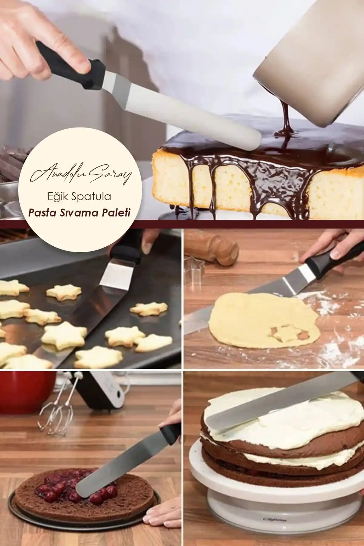 Anadolu Saray Paslanmaz Çelik Eğik Spatula Mutfakta Çok Yönlü ve Dayanıklı Kullanım