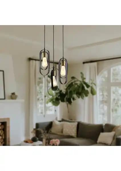 Apliqa Koza 3'lü Siyah Yuvarlak Modern Avize: Şık ve Fonksiyonel İç Mekan Aydınlatması