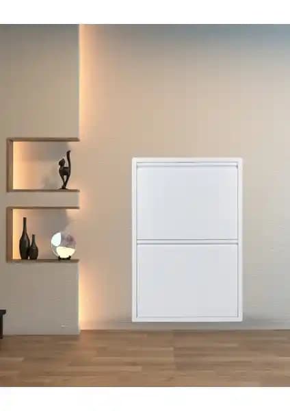 Arinna 2'li Beyaz Metal Ayakkabılık Modern ve Dayanıklı Depolama Çözümü