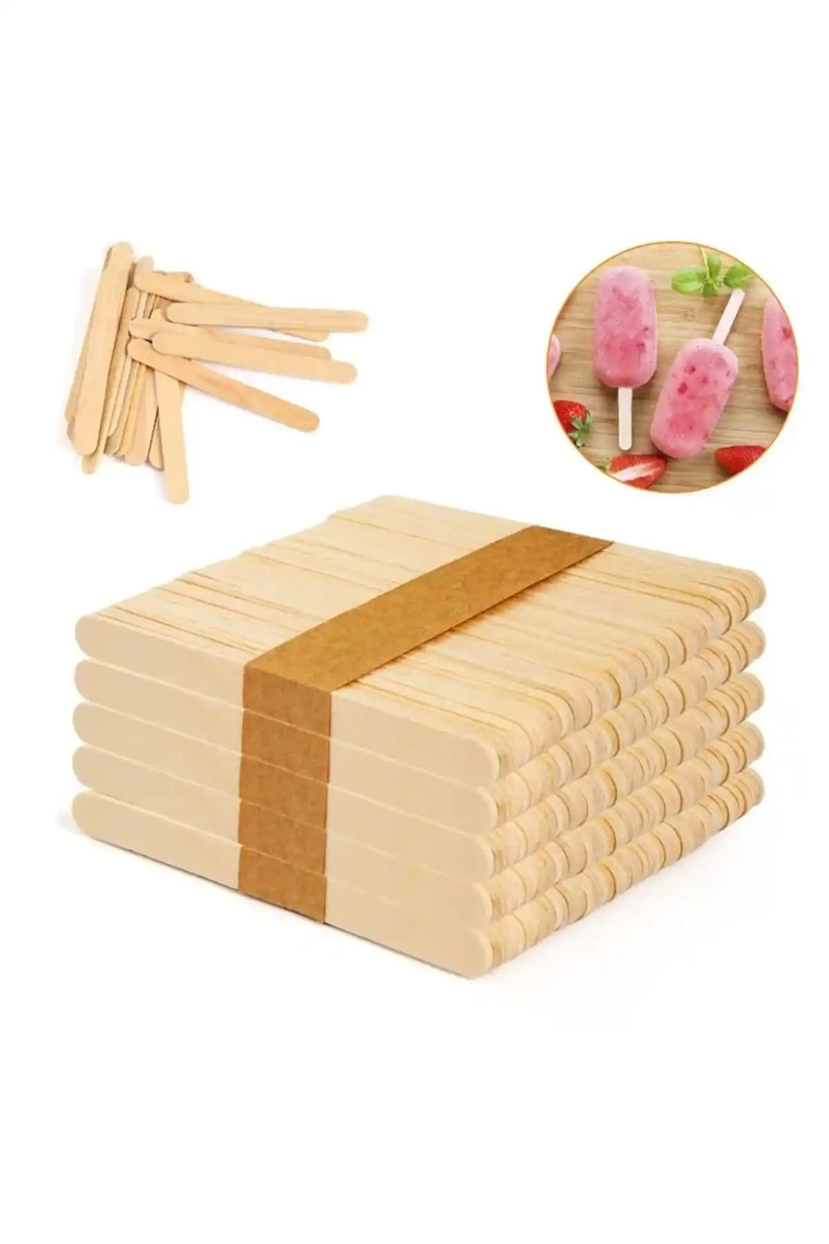 ARNİLLO Pratik 50'li Ahşap Dondurma Çubuğu Doğal ve Dayanıklı Mutfak Gereçleri
