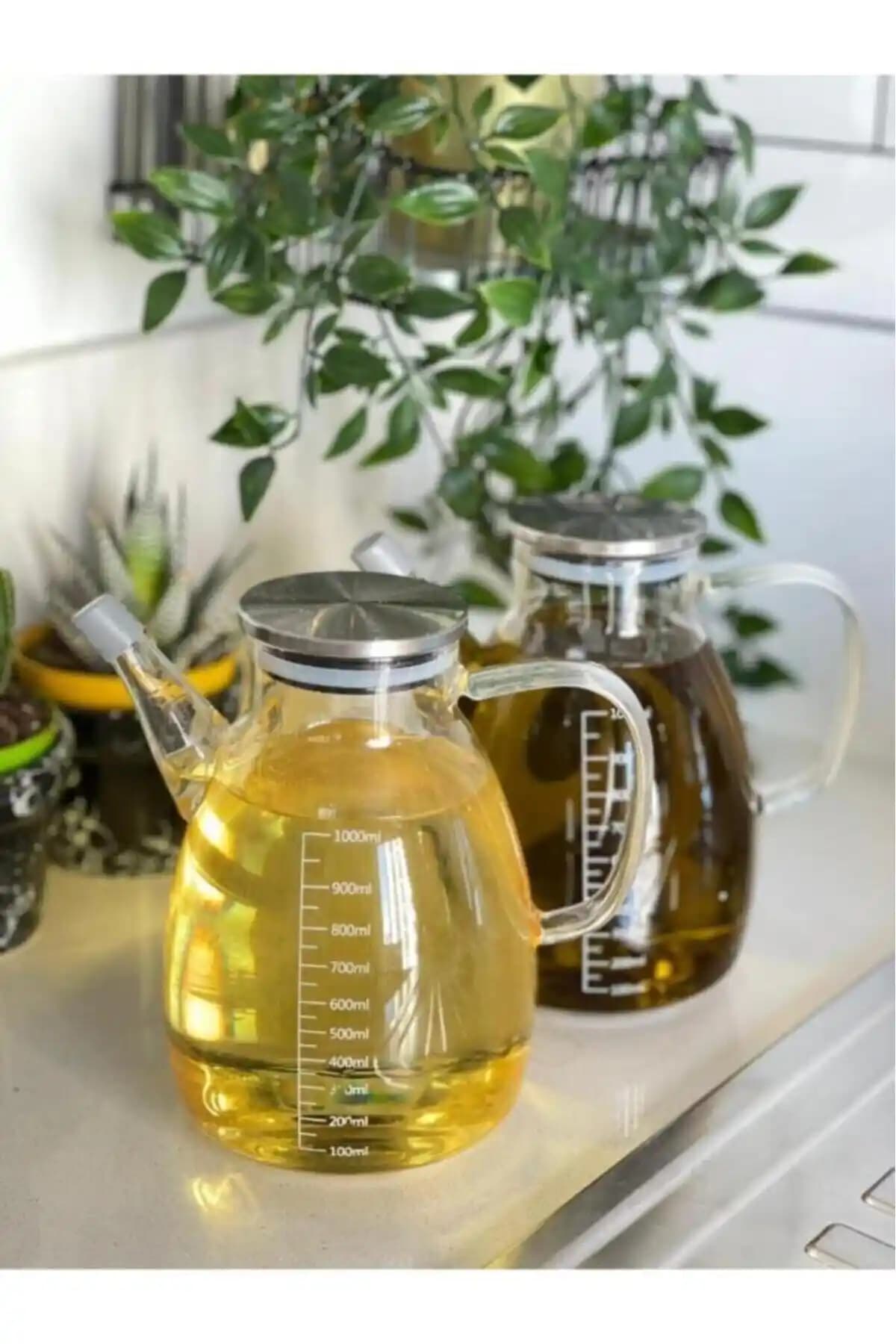 AROW 2'li Tess Borosilikat Cam Yağlık ve Sirkelik Seti Modern ve Dayanıklı Mutfak Aksesuarı