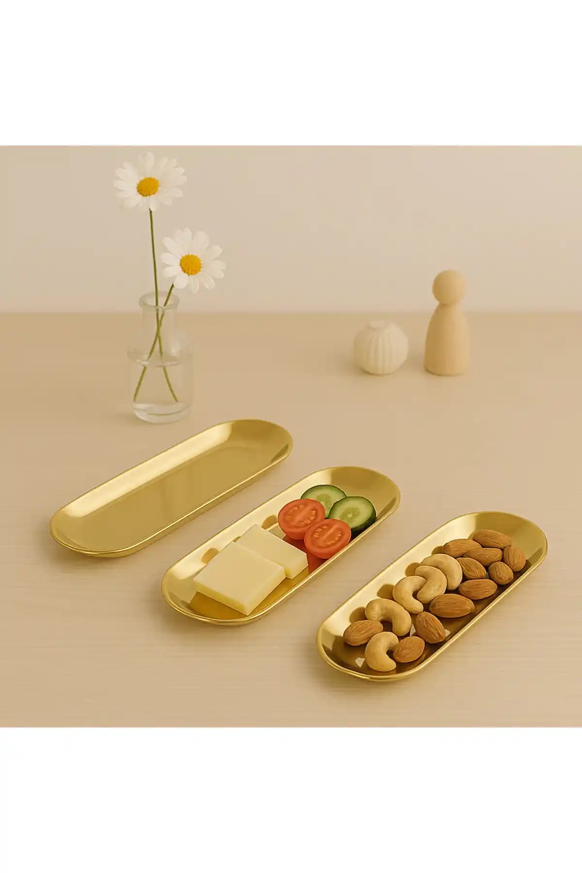 Aslı Hediyelik 3'lü Gold Paslanmaz Çelik Kayık Oval Çerezlik Seti Detaylı İnceleme