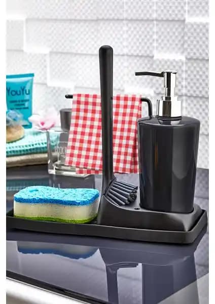 Ata Home Armona Yu<muş>ak Silikon Fırçalı Tezgah Üstü Sabunluk Takımı Özellikleri ve Kullanım Avantajları