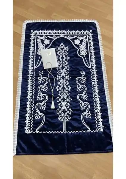 Ayhanhome Lacivert Kadife Seccade 3 Parça Seti Geleneksel ve Modern Tasarım ile Öne Çıkar