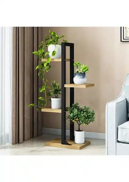 Boss Group Çiçeklik Bölmeli Raflı Metal Çerçeveli Modern Dekoratif Çözüm