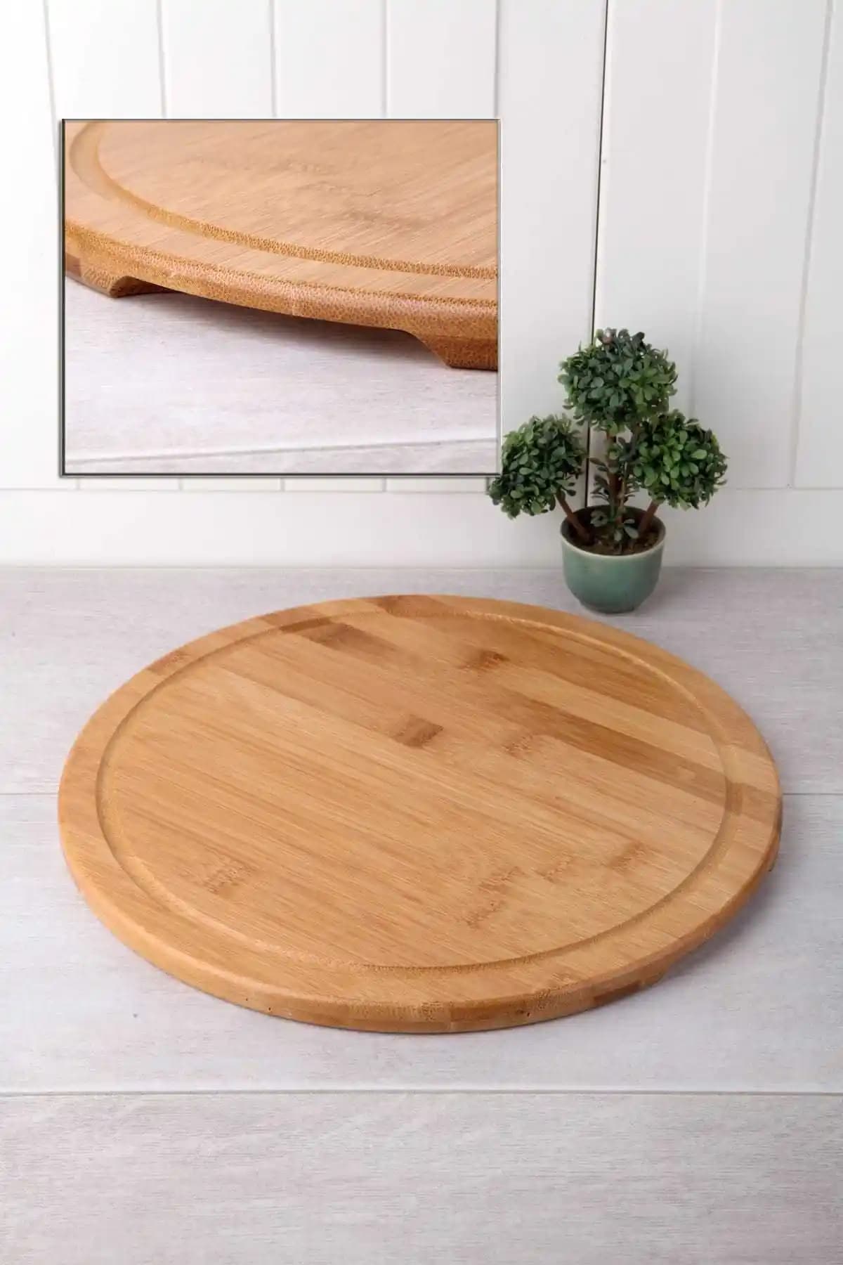 Çavdar Group Bambu Lüx 36 cm Yuvarlak Servis Tabağı Modern ve Dayanıklı Tasarım