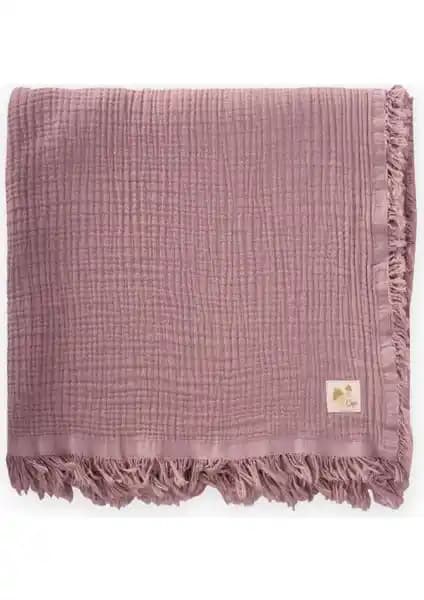 Cigit Dört Kat Püsküllü Battaniye 80x120 Cm Bakır Renkli Şık ve Konforlu Tasarım